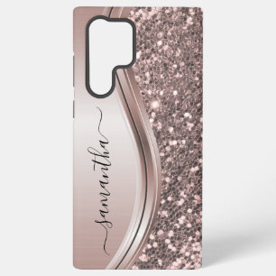 Roze Glitter-handgeschreven naam  Samsung Galaxy Hoesje