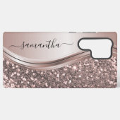 Roze Glitter-handgeschreven naam  Samsung Galaxy Hoesje (Achterkant horizontaal)