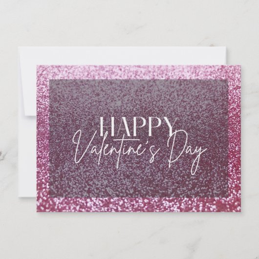Roze Glitter Happy Valentijnsdag Kaart (Voorkant)