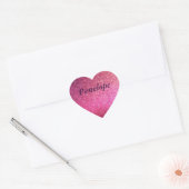 Roze Glitter Hart Meisjes Naam Hart Sticker (Envelop)