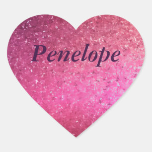 Roze Glitter Hart Meisjes Naam Hart Sticker