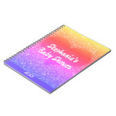 Roze Glitter Hart Monogram Baby Shower Cadeau Favo Notitieboek (Linkerzijde)