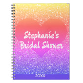 Roze Glitter Hart Monogram Trouwfeest Cadeau Notitieboek (Voorkant)