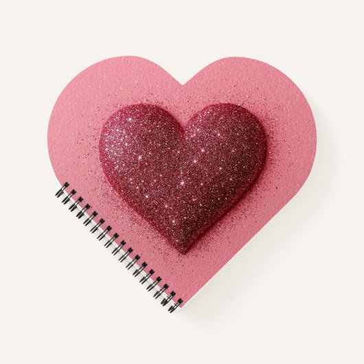 Roze glitter hart notitieboek. notitieboek (Voorkant)
