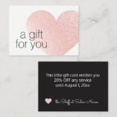 Roze Glitter Hart Salon Gift Kaart Visitekaartje (Voorkant / Achterkant)