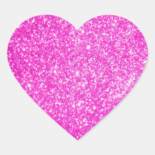 Roze glitter hart sticker (Voorkant)