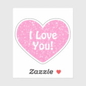 Roze glitter hart sticker (Vel)