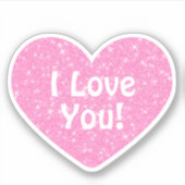 Roze glitter hart sticker (Voorkant)