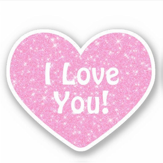 Roze glitter hart sticker (Voorkant)