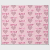 Roze Glitter Hart XOXO Schattige Valentijns Cadeaupapier (Vlak)
