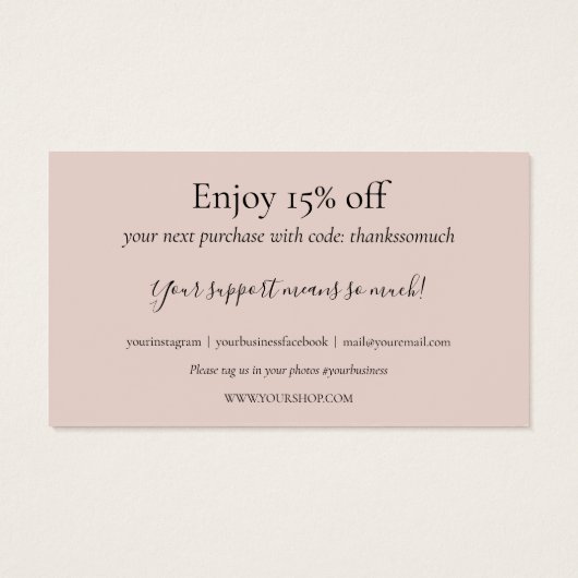 Roze glitter Hartelijk dank voor de Kaart van de k (Achterkant)