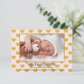 Roze Glitter Harten _ 3x5 Geboorteaankondiging Aankondiging (Staand voorkant)
