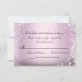Roze Glitter Harten RSVP Kaartje (Achterkant)