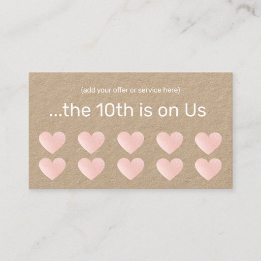 Roze Glitter Heart 10 Punch Salon Customer Loyalty (Voorkant)