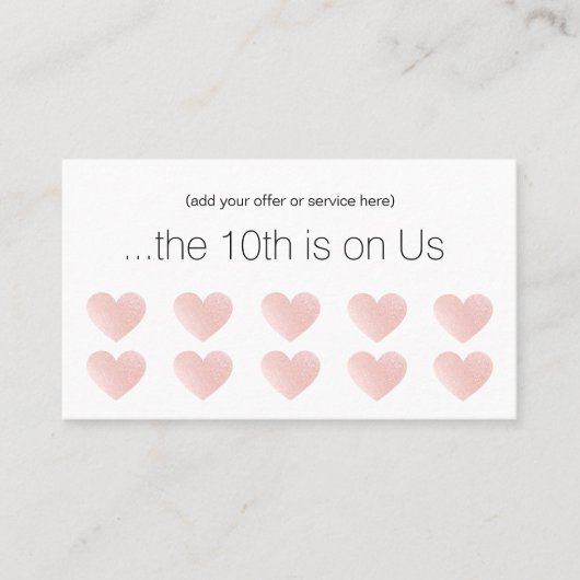 Roze Glitter Heart 10 Punch Salon Customer Loyalty (Voorkant)