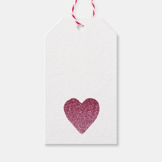  roze glitter Heart Cadeaulabel (Voorkant)