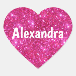 Roze Glitter Heart Hart Sticker
