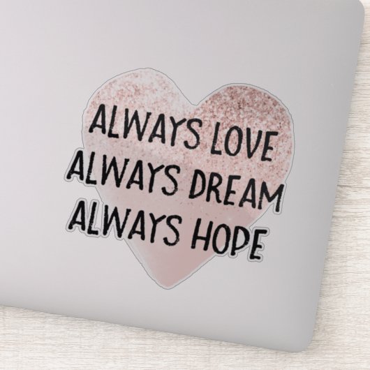 Roze Glitter Heart Love Dream Hope Sticker (Detail)