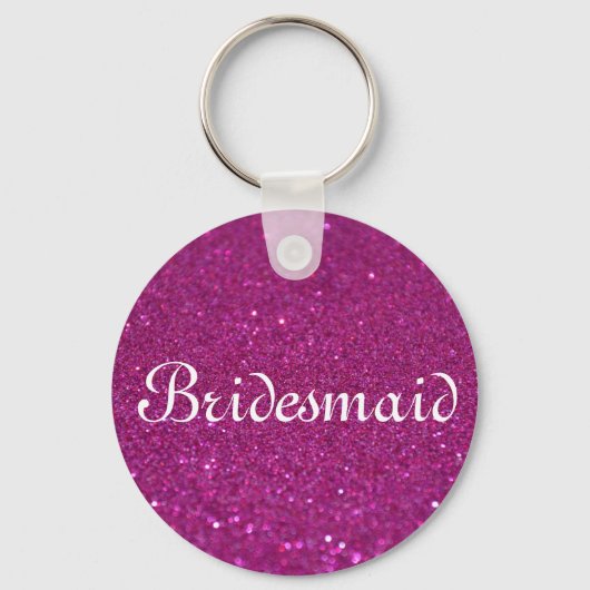 Roze Glitter Heart Persoonlijk Bridesmaid Keychai Sleutelhanger (Voorkant)
