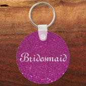Roze Glitter Heart Persoonlijk Bridesmaid Keychai Sleutelhanger (Voorkant)