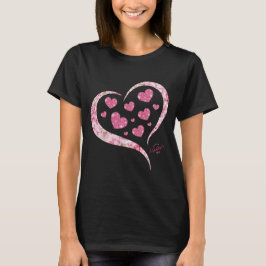 Roze Glitter Heart Romantic Happy Valentine Day T-shirt