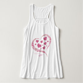 Roze Glitter Heart Romantic Happy Valentine Day Tanktop