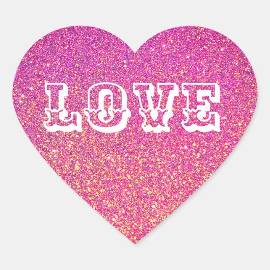 Roze Glitter Heart Shaped Love Hart Sticker (Voorkant)