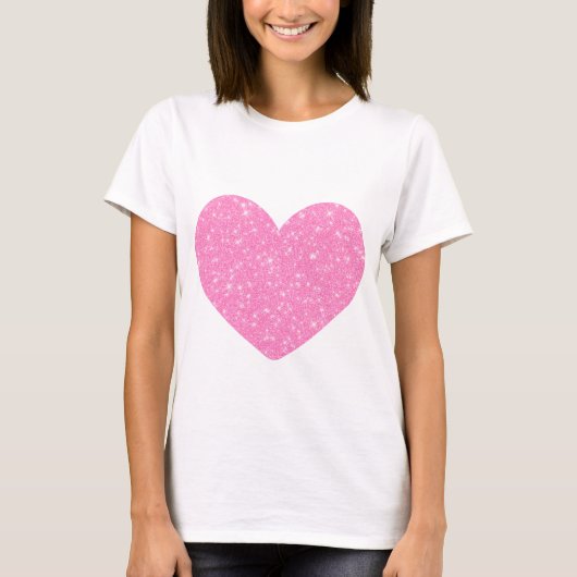 Roze Glitter Heart T-shirt (Voorkant)