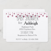 Roze Glitter Hearts baby shower Kaart (Voorkant / Achterkant)