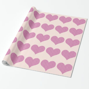 Roze glitter Hearts Cadeaupapier