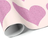 Roze glitter Hearts Cadeaupapier (Rol Hoek)