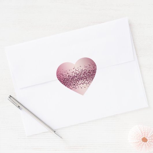 roze glitter Hearts Hart Sticker (Envelop)