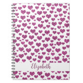 Roze Glitter Hearts Heldere Kleurrijke Custom Notitieboek (Voorkant)