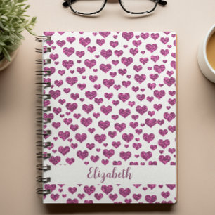 Roze Glitter Hearts Heldere Kleurrijke Custom Notitieboek