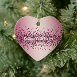  roze glitter Hearts Keramisch Ornament
