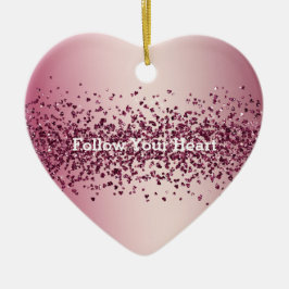 roze glitter Hearts Keramisch Ornament
