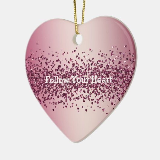 roze glitter Hearts Keramisch Ornament (Links)