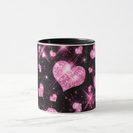Roze glitter Hearts Mok (Midden)