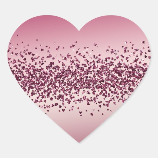  roze glitter Hearts Ombre Hart Sticker (Voorkant)