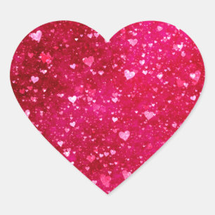 Roze glitter Hearts Patroon Hart Sticker