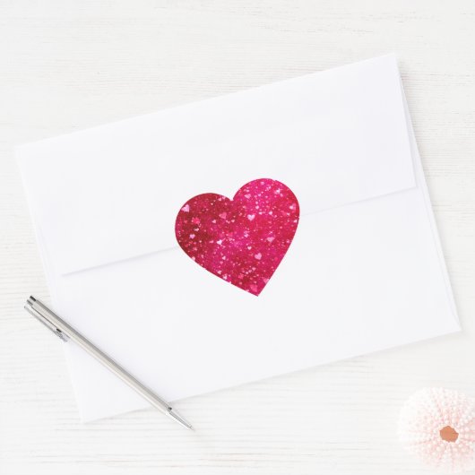 Roze glitter Hearts Patroon Hart Sticker (Envelop)