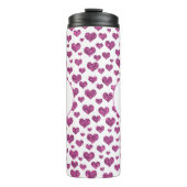 Roze Glitter Hearts Patroon Monogram Aangepast Thermosbeker (Voorkant)