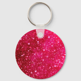 Roze glitter Hearts Patroon Sleutelhanger