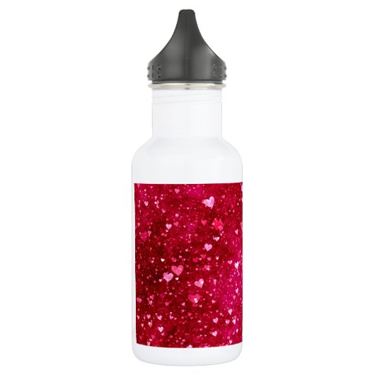 Roze glitter Hearts Patroon Waterfles (Links)