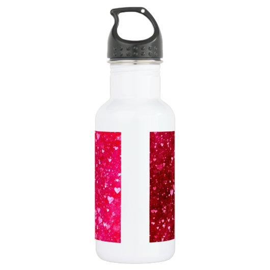 Roze glitter Hearts Patroon Waterfles (Achterkant)