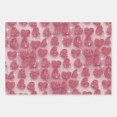 Roze Glitter Hearts Sparkly Romantische Wrapping P Inpakpapier Vel (Voorkant 3)