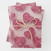 Roze Glitter Hearts Sparkly Romantische Wrapping P Inpakpapier Vel (In situ)