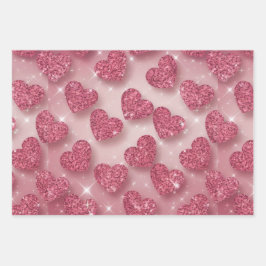 Roze Glitter Hearts Sparkly Romantische Wrapping P Inpakpapier Vel