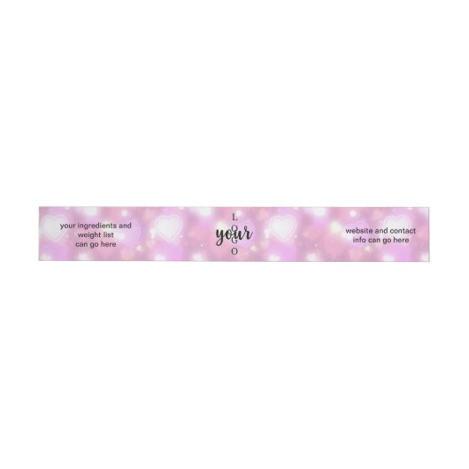 Roze Glitter Hearts Wrap Around Zeep Bar Label (Individueel)