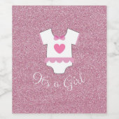 Roze glitter Het is een meisje Wijn Etiket (Enkel label)